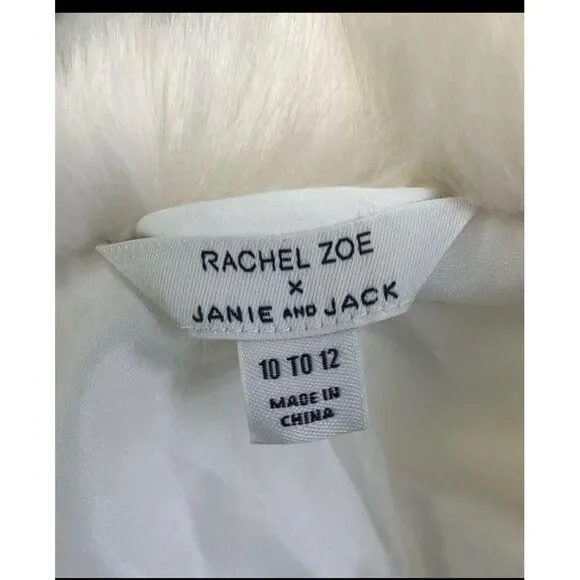 Rachel Zoe x Janie and Jack fur long formal coat jacket ivory old money classic‎